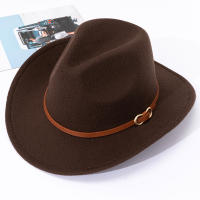 Sombrero De Paja Suave Británico Para Hombres Y Mujeres Sombrero De Jazz De Cuero Genuino Estilo Cowboy Occidental Con Borde Plano - details 5