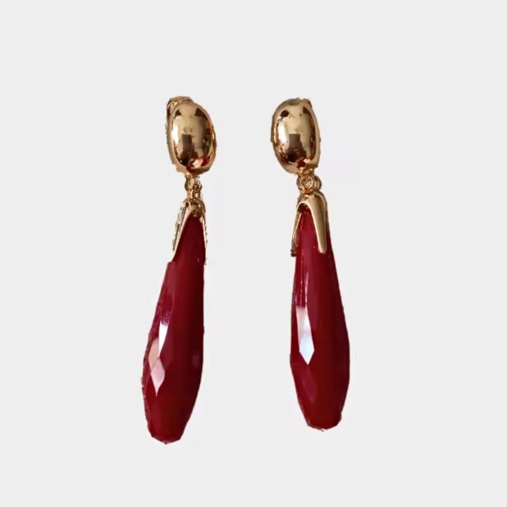 Pendientes de lágrima para mujer, pendientes largos granate Le Côté Chic, oferta accesorios - 1
