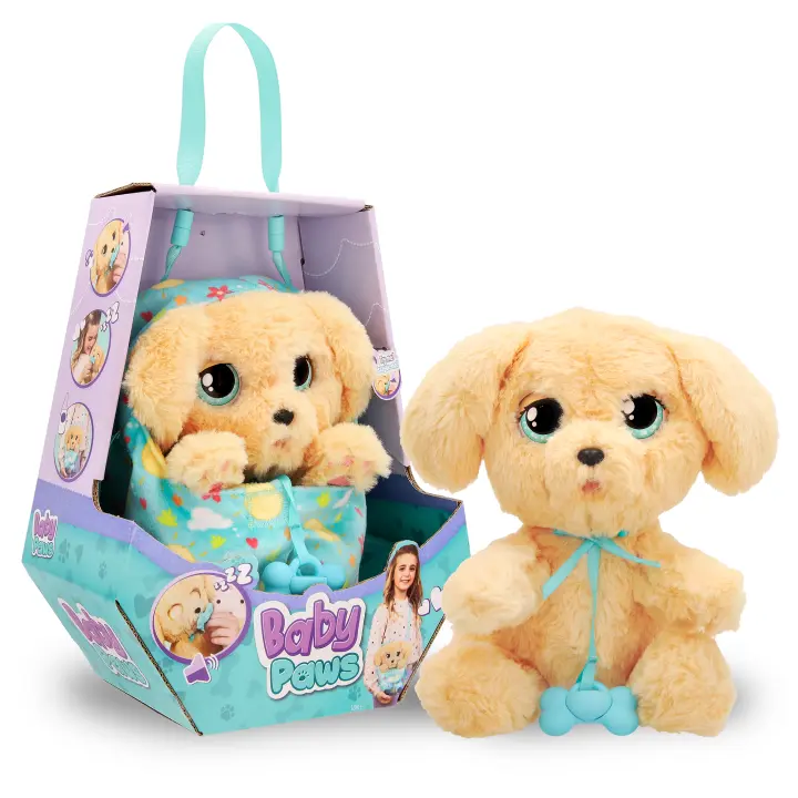 BABY PAWS Labrador, Peluche Interactivo, Perrito con Sonidos Que Abre y Cierra los Ojos e Incluye una Bolsa para Llevarlo Contigo Niños y Niñas de 3 Años o Más - 1