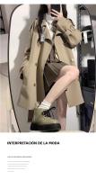 EVNISI Chaqueta De Trench Elegante Para Mujer Doble Botón Slim Con Cinturón Estilo Oficina Elegante Viento Otoño Invierno Calle 2024 - details 9