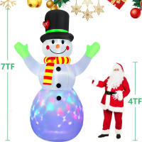 Guantes De Navidad Verdes Inflables Con Hombre De Nieve Modelo Exterior Con Luz LED Giratoria Decoraciones De Navidad Para Interior Y Exterior 7FT - details 2