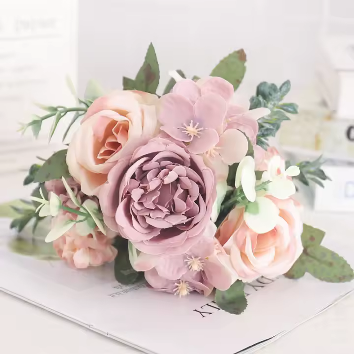 Flores Artificiales De Seda Peonia Y Hydrangea Para Vaso Decoración De Hogar Para Boda Corbata Falsa Accesorios De Plantas De Mesa - 1