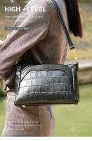Bolso De Hombro Para Mujer Zency De Cuero Genuino Con Patrón De Flor De Piedra Y Piel De Cocodrilo Vintage Gran Capacidad Bandolera - details 0