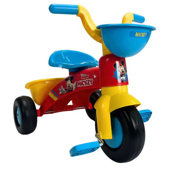 INJUSA - Triciclo Infantil Trico Max | Triciclos a Pedales para Niños de 12 a 36 Meses | Bandas de Goma en Ruedas | Cesta Trasera y Delantera Portaobjetos | Multicolor | Versión Genérica, Mickey y Minnie Mouse | Licencia Disney - 1