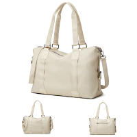 Bolso De Hombro Grande Para Mujer En Cuero Suave De Color Sólido Negro Bolso De Compras Grande Bolso De Viaje Cruzado Tote Para Dama - details 3