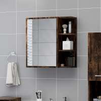vidaXL Armario espejo baño contrachapada 62,5x20,5x64 cm en color Gris hormigón/Roble ahumado/Roble artisan y más | almacenamiento funcional diseño moderno para baño dormitorio sala - details 1