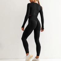 Conjunto De Yoga Para Mujer Ropa Deportiva De Gimnasio Con Top De Manga Larga Y Leggings De Cintura Alta Fitness Sports - details 4