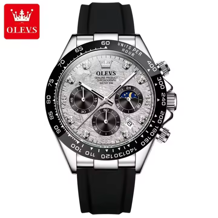 Reloj De Lujo Para Hombre OLEVS Cronógrafo Resistente Al Agua Con Manos Luminosas Reloj Deportivo De Marca Top Cuarzo Fashion Casual - 1