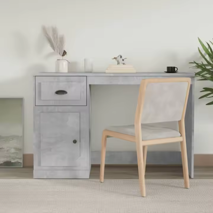 vidaXL Escritorio con cajón madera 115x50x75 cm en color Gris hormigón/Gris sonoma/Negro y más | estructura resistente ideal para salón dormitorio o estudio - 1