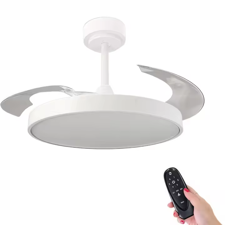 Ventilador de techo con luz LED 36W en 3 Temperaturas de Luz con Mando a Distancia -Motor DC Eficiente y Silencioso, 3 tonalidades, aspas desplegables retráctiles, 6 velocidades, control remoto, memoria, temporizador (ventilador-001 6990 D7) - 1
