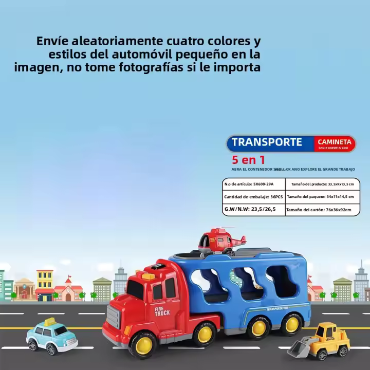 Vehículo De Transporte Con Luz Y Música Para Juguetes De Ingeniería De Protección Contra Incendios De Dos Capas Grande Para Niños - 1