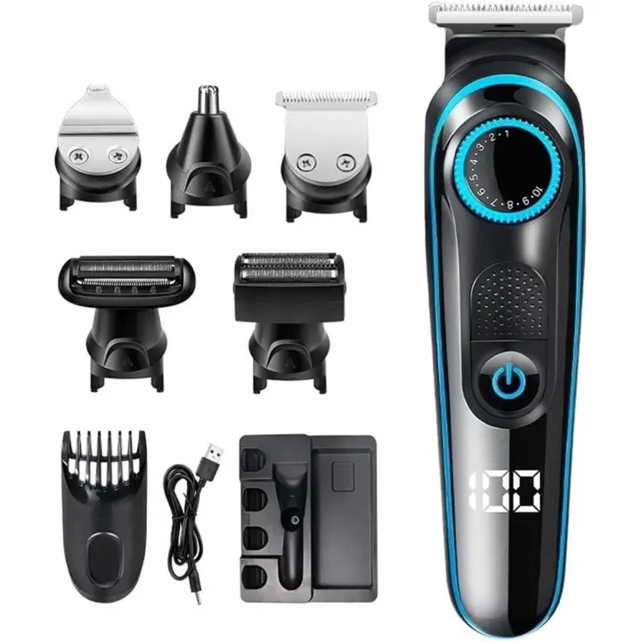 Multifunctional Five in One, Electric Push, Razor, Shaving, LCD Digital Display, USB Charging, Hairdresser - 1