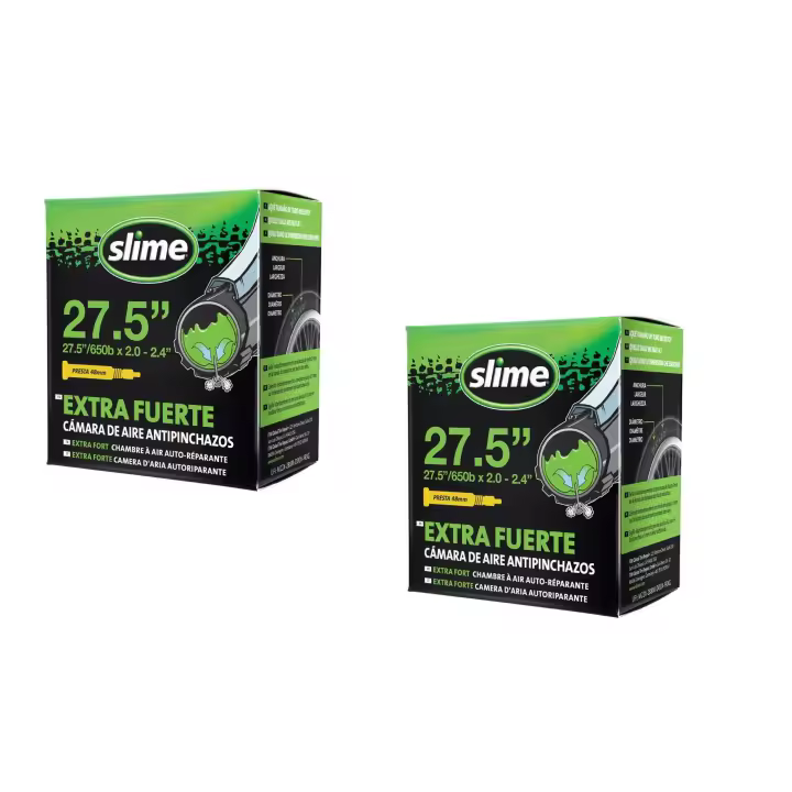 Slime - Pack de 2 Cámaras Antipinchazos de 27.5" / 650B Slime Válvula PRESTA FV 48mm - Cámaras con Liquido Sellante Antipinchazos - Cámara Slime VALVULA FINA PRESTA 48mm - 1