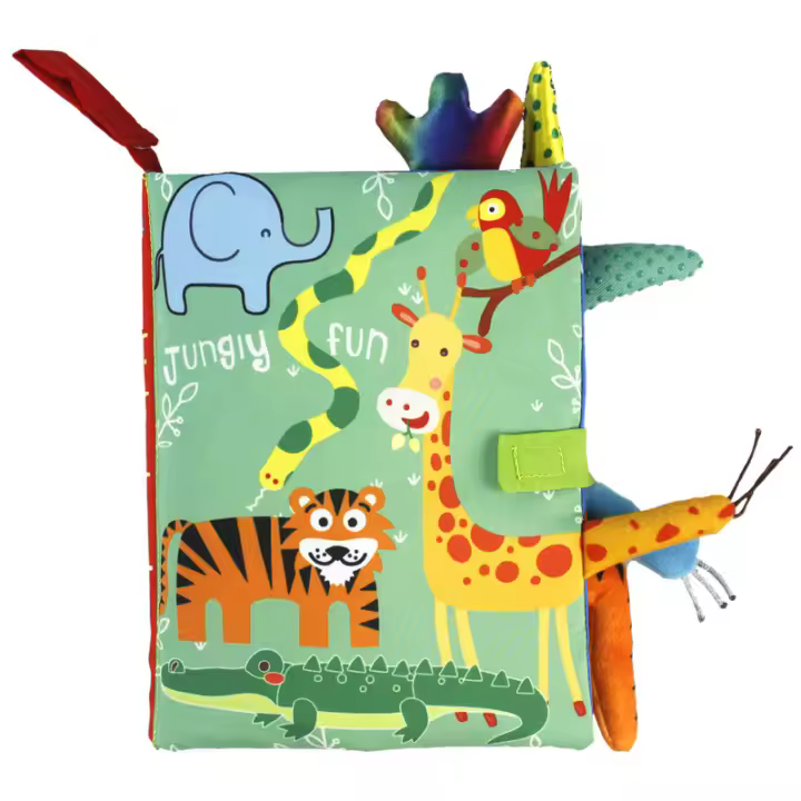 Libro De Tela Para Bebés 0-36M Juguete De Aprendizaje Temprano Interactivo Con Sonido Y Mosaico De Papel Libro De Rattle - 1
