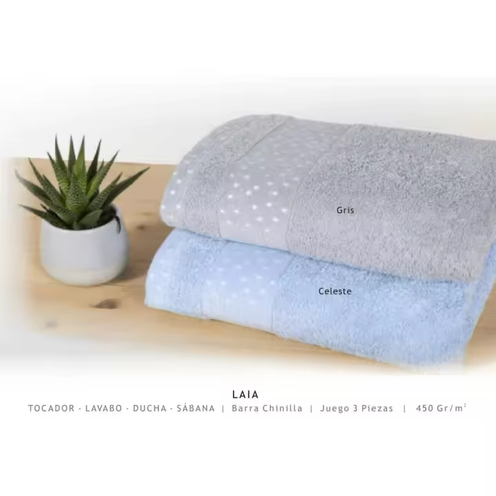 Fiotex juego de toallas Laia de tres piezas de color gris-blanco. - 1