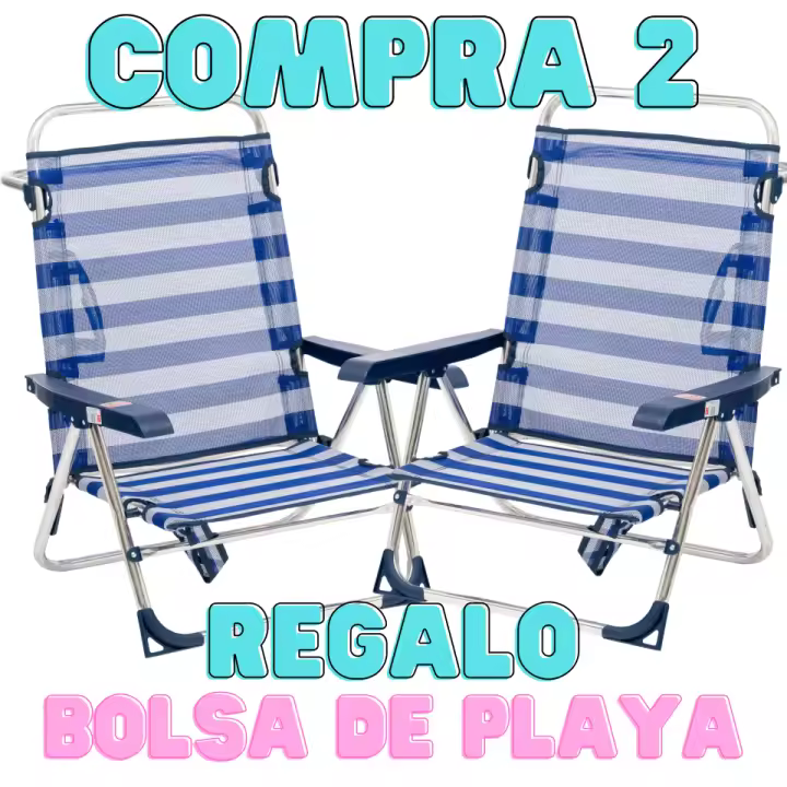 2X ALCO SILLA PLAYA COLOR RAYAS  FIBRELINE CON ASA ALUMINIO 606 ALF-56 - 1