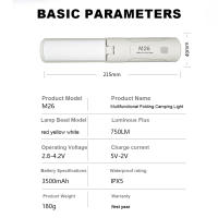 Lámpara Portátil LED Recargable Para Camping Con Iluminación Magnética Y Tríptida Energía Móvil Para Exteriores Y Viajes - details 11