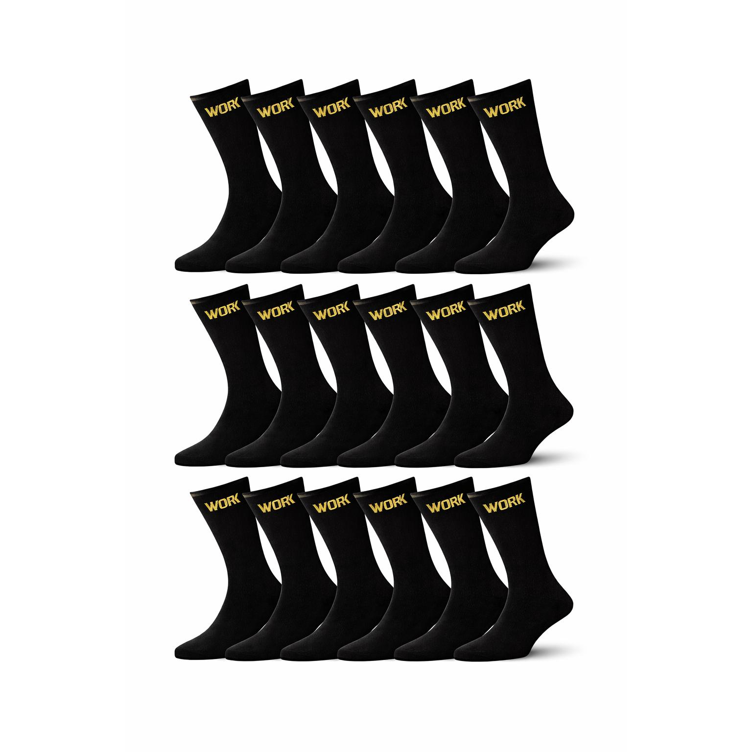 12 Pares de Calcetines de Trabajo WORK – 95% Algodón Transpirables y Resistentes – Talla 40-46 para Calzado de Seguridad