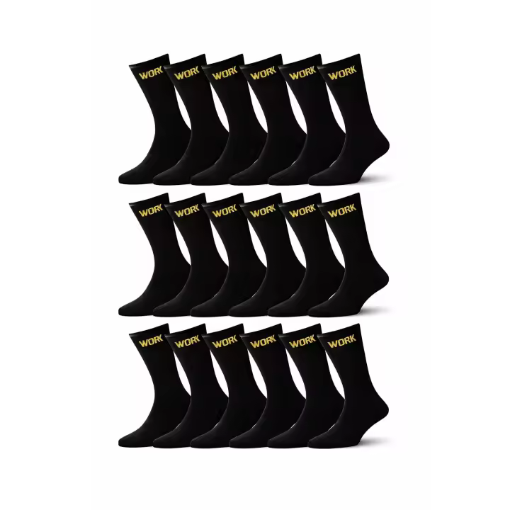 12 Pares de Calcetines de Trabajo WORK – 95% Algodón Transpirables y Resistentes – Talla 40-46 para Calzado de Seguridad - 1