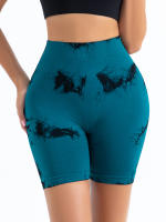 Shorts De Yoga Para Mujer Cintura Alta Sin Costuras Tie-Dye Elásticos Altos Transpirables Leggings De Gimnasio - details 17