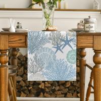 1pc Telar De Mesa Largo De Oceano Tropical Para Fiestas Familiares Bodas Y Outdoor Interior Decoración De Mesa Con Estampado De Agua Marina - details 8