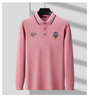Camisa Polo Casual Para Hombres Con Bordado Manga Larga Color Sólido Moda Top Antigüedad Verano Blusa Regular De Algodónmezcla - details 9