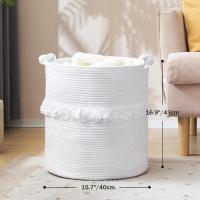 Cesta de Lavantería de Cuerda de Algodón, cesta de almacenamiento, decorative Bohemia Basket, Tejida Basket, cesta de ropa Sucia con Asas, cesta de almacenamiento de juegos para el hogar - details 1