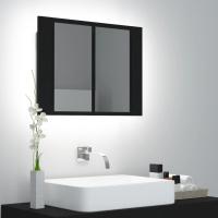 vidaXL Armario espejo de baño con luz LED acrílico 60x12x45 cm en color Negro/Gris hormigón/Madera antigua y más | almacenamiento funcional diseño moderno para baño dormitorio sala - details 0