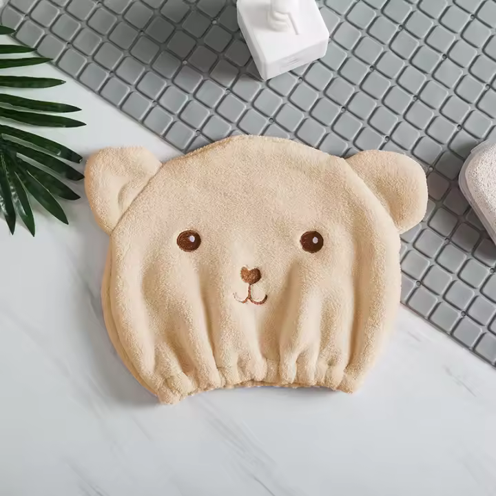 Gorro De Secado De Pelo Lindo Tela De Toalla De Secado Rápido Gorro De Turbante Absorbedora De Agua Para El Cabello - 1