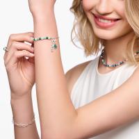 Thomas Sabo Pulsera Charm Mujer con perlas blancas, malaquita y Charmista medalla plata A2130-158-7-L15V - details 0