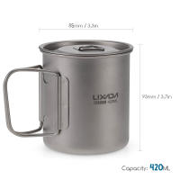 Lixada Taza De Acero Titánico Ultraligera Para Exteriores Con Manija Plegable 300/350/550/650ml Para Camping Y Picnics - details 3