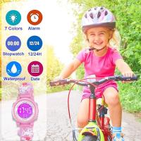 Reloj digital de muñeca con 7Luces de color waterproof de Diseños animados 3D para niños Pequeños con Alarma - details 0