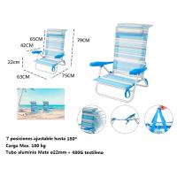 Silla Tumbona plegable de playa 5-7 Posiciónes diferentes colores, con estructura de aluminio y tejido textilen, transpirable y fresco - Maxia Market - details 7