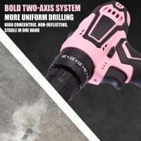 Destornillador inalámbrico de alta potencia, taladro eléctrico recargable, batería de litio, velocidad de 1400rpm, herramientas multifuncionales, taladro de impacto 25 + 1 par 21 V bolsa de diamante rosa juego integrado - details 0