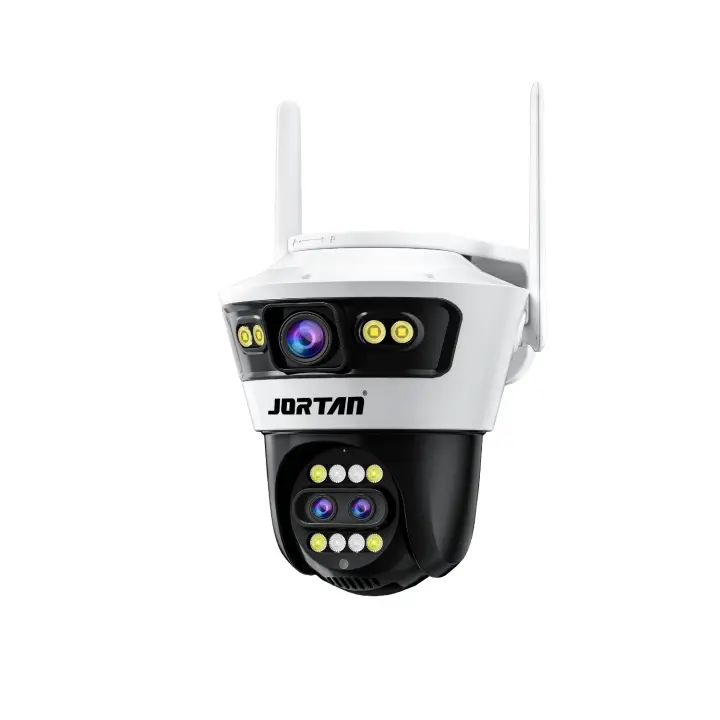 Jortan Tech - Cámara de Vigilancia para Seguridad Doble Lente con Zoom Híbrido 8X, Visión Nocturna Full-Color, Reducción de Ruido 2D/3D, WDR, H.265, Alarma Inteligente, Compatible con iOS/Android, Monitoreo Remoto ICSEE, Protección contra Sobretensiones - 1