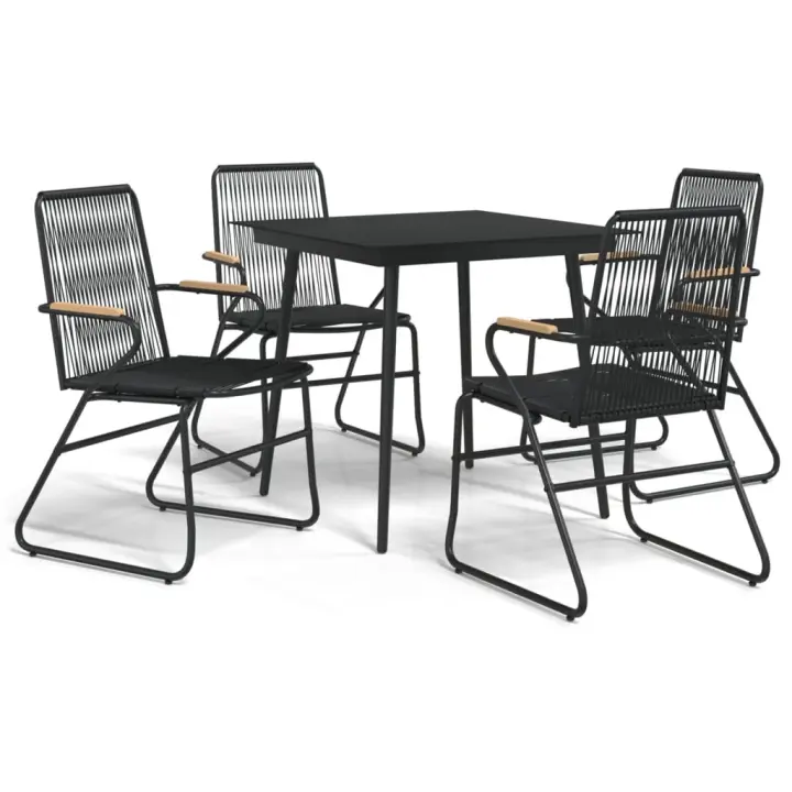 VidaXL Conjunto de jardín Milán 4 sillas + mesa negro - 1