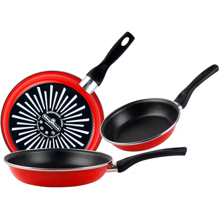 Magefesa Grana Juego 3 Sartenes 18-20-24cm, Inducción, Antiadherente Bicapa libre de PFOA, Acero Vitrificado, , Rojo - 1
