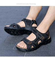 Sandalias De Cuero Genuino Para Hombre Verano Zapatillas De Playa Y Senderismo Antideslizantes Y Resistentes Al Desgaste Suaves De Goma Para Exterior - details 17