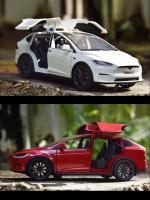 Nueva Modelo De Coche De Aleación Tesla X a Escala 1:24 Con Sonido Y Luz Juguete Eléctrico De Metal Para Niños Colección Decoración Regalo - details 4