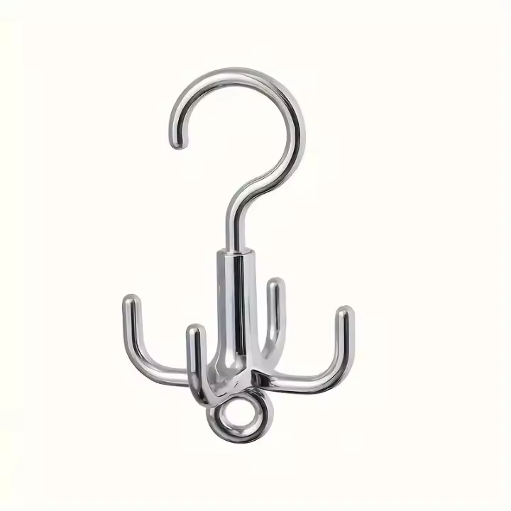 Gancho Giratorio Multifuncional 1Pc Sin Perforar 4 Garra Organizador De Abrigos Almacenamiento De Cuellos De Camisa Y Bufandas Para Armario - 1