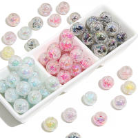 30Pcs/Bag Cuentas Redondas De Resina Plateada En Colores Explosivos 16mm Para Joyería DIY Hecha a Mano Pulseras Y Aretes - details 1
