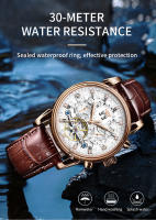 Reloj De Lujo LIGE Para Hombre Con Torbión Estilo Casual Y Deportivo Resistente Al Agua Mecánico Automático Cuero Correa Cronógrafo Calendario Semanal - details 8