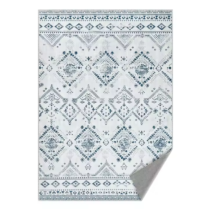 SONGMICS HOME Alfombra, 153 x 214 cm, Alfombra Antideslizante, Decoración del Hogar, para Salón, Dormitorio, Lavable a Máquina, Estilo Moderno, Azul Medianoche - 1