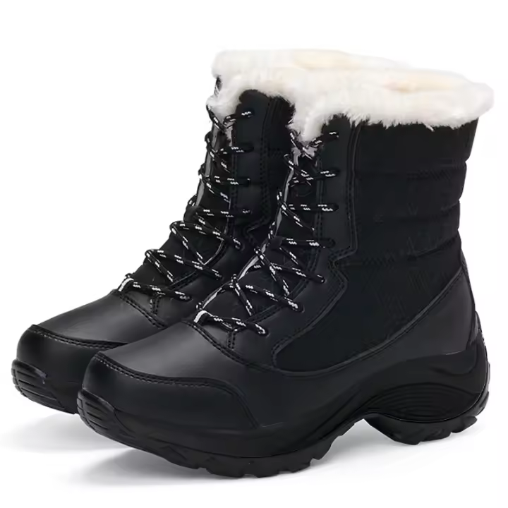 Botas De Nieve Para Mujer Con Plataforma Antideslizantes Botines De Invierno Con Pelo Acolchado Altura De La Botas Hasta La Rodilla Impermeables - 1