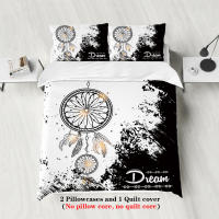 Juego De Cama De 3 Piezas Con Patrón De Atrapadreams Negro Y Blanco Para Cama De Tamaño Doble Reina King Para Dormitorio Y Habitación De Invitados Estilo Moderno - details 2