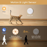 Aigostar 4 Piezas 3000K Luz Nocturna Magnética LED con Sensor de Movimiento, Luz Armario Adhesiva USB Recargable, 0.5W Luz Noche para Habitación, Pasillo, Cocina, Escaleras, Baño - details 2