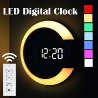 Reloj de pared LED, Creative remote control, Reloj digital, Espejo Hueco, Alarma de temperatura, caja de cambios de 7 Colores, Luz Nocturna Blanca para el hogar y la Oficina - details 3