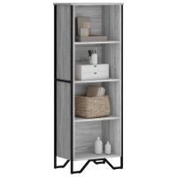 vidaXL Estantería madera de ingeniería 50x31x137,5 cm en color Roble ahumado/Marrón roble/Negro y más | almacenamiento funcional diseño moderno para baño dormitorio sala - details 4