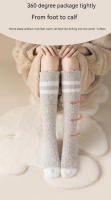 Calcetines De Velours Coral Para Mujer Con Plumas Gruesas Calcetines Térmicos Para Dormir Medio Cilindro Aislantes De Invierno - details 9