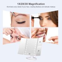 Espejo de maquillaje con 21 luces LED naturales, aumento 3X/2X, baterías/Fuente de alimentación dual USB iluminado espejos cosméticos (blanco) - details 1